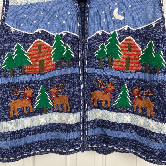 Star Blue Originals ugly Christmas sweater vest Womens M - Picture 3 of 7